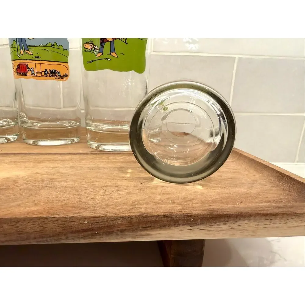 Vintage Ashby Cartoon Golf Tumbler Drinking Glasses Set‎ of 6